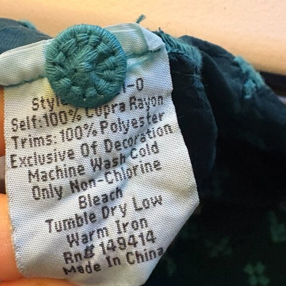 Johnny Was Yoko Embroidered Blouse size L large Lakeside blue button shirt - Picture 13 of 13